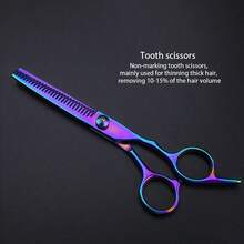 4pcs/Set Professional Hair Cutting Scissors Set - 4pcs Colorful Hair Clips + Professional Hair Shears Set, Salon Use Hairdressing Scissors, Flat Shears For Bangs, Thinning Scissors For Textured Hair, Multi-Functional Hair Styling Crocodile Clips For Hairstylists - Multicolor - View 7