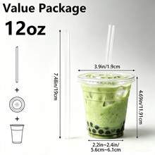FookmeKag 12/16/20/24 Oz Clear Reusable And Washable Cups With Flat Lid And Straw, Heavy-Duty Crystal Cold Drink Cups For Iced Coffee, Iced Tea, Milkshakes, Smoothies - Perfect For Christmas Parties, Family Gatherings And Office Daily Use - 規格 - 查看 12