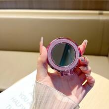 Shiny Sequin Phone Ring Holder Stand, Hidden Makeup Mirror Design, Strong Adhesive Adjustable Phone Stand, Cute Shiny Phone Decoration, Suitable For Women And Girls, Shiny Folding Mirror, Portable Phone Case Accessory - Multicolor - View 14