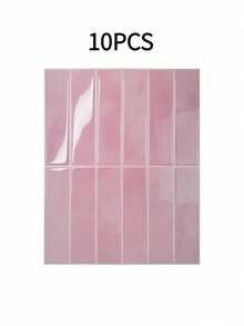 4/10/20 Sheets 11.43"*9" 3D Self-Adhesive Peel And Stick Backsplash Tile, Kitchen Bathroom Wall Tile, Glossy Soft Pink Watercolor Texture - Powder Glaze Strip - View 9