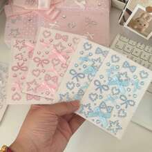 [Back To School]4pcs/3pcs/2pcs/1PC 3 Colors 2 Styles Solid Color Rhinestone Stickers, Including Heart, Bow, Musical Note And Other Geometric Patterns, Suitable For Students' Decoration Cards, Gifts, Notebooks, Diaries, And Can Also Be Used As Gifts - Multicolor - View 26