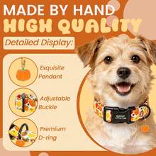 Elegant Little Tail Halloween Dog Collar, Autumn Pumpkin Dog Collar With Pendant, Adjustable Holiday Dog Collar - Multicolor - View 3