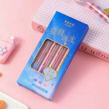 Gold Glitter Gradient Highlighter Set, Glitter Starry Colorful Marker Pens, Axe-Shaped Wide Tip, Stationery For Journaling, Doodling, Student Highlighting - Multiple Styles - View 10