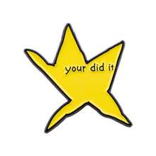 Fun "You Did It" Star-Shaped Enamel Brooch, Pine Tree Pattern Lapel Pin, Can Be Used As Backpack, Clothing Accessory, Fashion Jewelry Or Gift For Friends. - NR10087 - View 9
