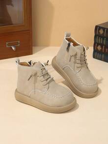 Children's Vintage Boots, Soft Sole Baby Short Boots With Side Zipper, Non-Slip, Casual Versatile Work Boots For Boys And Girls, Autumn/Winter - Camel - View 5