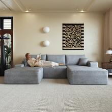 270cm Grey Modular Chaise Lounge - No Assembly Required - 灰色四座 - 查看 1