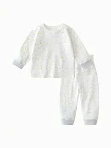 mini bala Boys & Girls Silky‑Soft High‑Waist Belly‑Protect Thermal Underwear Set, 2026 Fall - White Grey Tone - View 1
