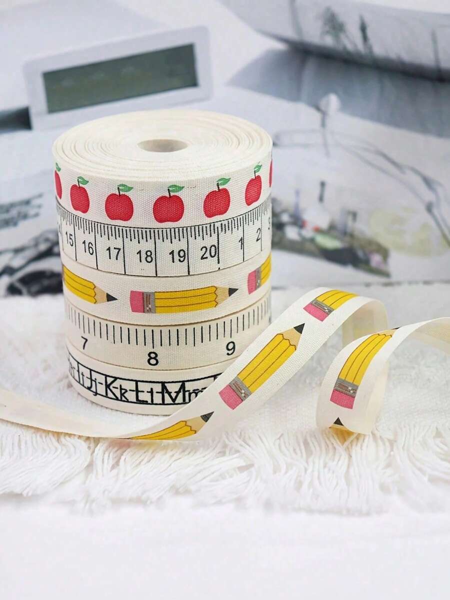 5 Yards/Roll Back To School Campus Letter Ribbon DIY Craft Material, Suitable For Classroom Student Stationery Decoration, Back To School Teacher's Day Gift Wrapping Material, Youthful And Vibrant Gift Wrapping Ribbon - Multicolor - View 1