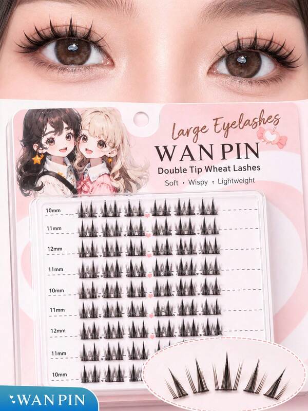 WANPIN 10 Rows Premium Segment Cluster False Eyelashes, Luxury Wispy Hair-Like Lashes, Lightweight Soft Comfortable Wear, Beginner Friendly Easy Application, Natural Seamless Fit, Perfect For Daily Eye Makeup