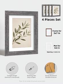 1/4pcs Modern Natural Photo Frames With Mat For 5x7/12x12/12x16, Delicate Texture, Easy Match Color, Perfect For Gallery Wall Decor/Living Room/Office - Modern Natural Style - View 5