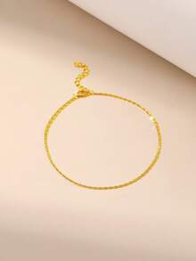 SYMFNY 1pc 925 Sterling Silver Delicate Anklet, Minimalist Jewelry For Women - Yellow Gold - View 2