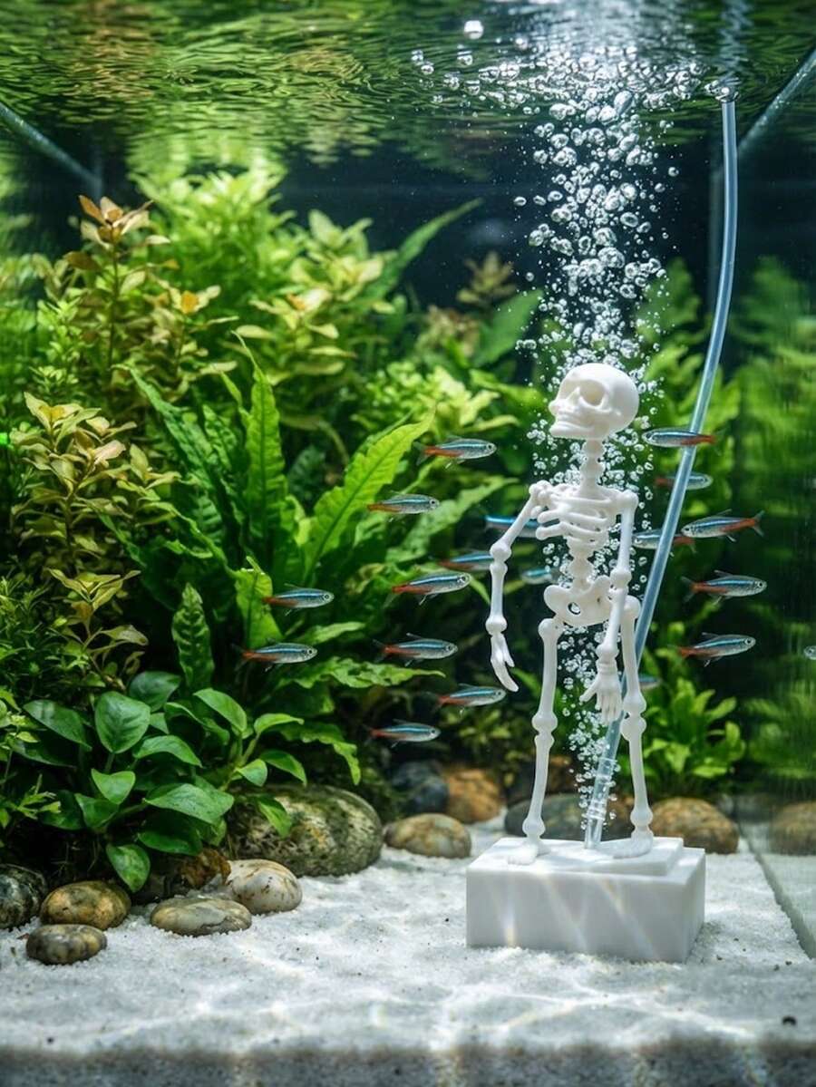 Dancing Skeleton Aquarium Aerator, Bubble Fish Tank Ornament, Movable ...