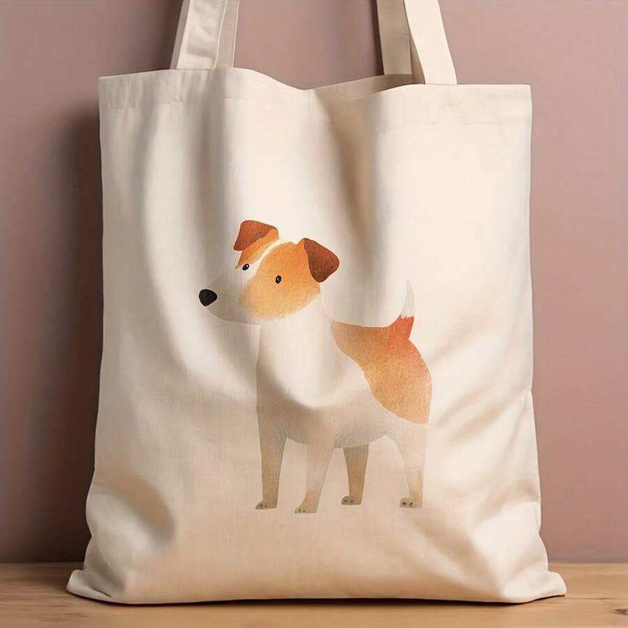 1 pieza, bolsa de mano de lona con ilustración sencilla (13.8"x15.8"), bolsa de compras diaria a la moda, esencial para ir al trabajo y a la playa, regalo ideal para amigos y familiares, bol - A - Ver 1