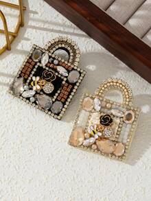 1pc Elegant Luxury Crystal Encrusted Palace Badge Brooch, Sparkling Jewelry Accessory Great Gift For Daily Wear - classic - View 12