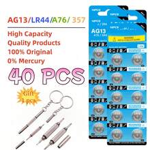 10-50pcs LR44 AG13 1.5V 357 SR44 LR1154 L1154 Button Cell Batteries, Suitable For Watches, Toys, Remote Controls, Includes 1 Screwdriver - AG13 LR44 - View 4