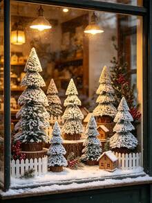 Mini Tiered Christmas Tree Tabletop Decoration, Mini Frosted Pine Needle Tree, Tower-Shaped Flocked Cedar Tree; Ideal For Christmas Gifts, Home Decor, And Holiday Party Decorations. Merry Christmas. - Multicolor - View 3