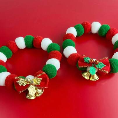 1 stuk kersthalsband voor huisdieren, verstelbare halsband voor huisdieren, feestaccessoire voor huisdieren, geschikt voor kleine, middelgrote en grote huisdieren, kerstfeestfotorekwisieten, winterkerstfeest huisdier hond en kat kledingaccessoire