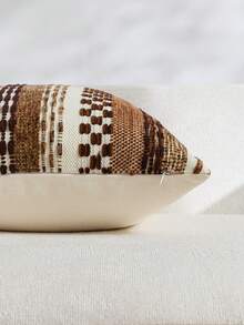 1pc/2pcs Brown (Insert Not Included) Multicolor Striped Pillow Case, Bohemian Farmhouse Chenille Cushion Cover, Pillowcase Lumbar Pillow Cover, Neutral Tone Pillowcase Suitable For Sofa, Bed, Bedroom, Dining Room, Party, Decoration, Spring, Autumn, Winter - Coffee Brown - View 4