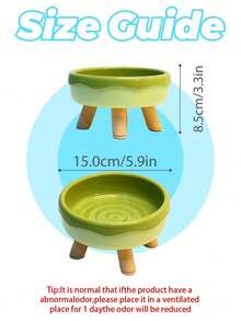 Elevated Ceramic Pet Bowl With Wooden Four Legs, Neck Protection Raised Dog Cat Feeding Bowl Anti-Tip Stable Pet Food Bowl For Small Medium Dogs Cats - Multicolor - View 2