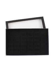 1pc Luxury Black Ring Display Box, Earring & Jewelry Packaging Box, Professional Jewelry Display Storage Box, Multi-Slot Ring Holder, Suitable For Collection - Multicolor - View 6