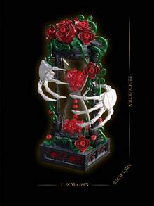 381pcs Adult DIY Building Set Skeleton Holding Rose Decoration Gothic Crystal Rose Crown Desk Decor Dark Romantic Home Office Decoration Unique Gift Suitable For Men And Women - Multicolor - View 7