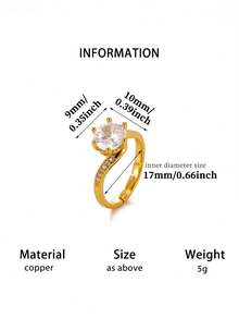3Pcs/Set Fashion Cubic Zirconia Round Ring For Women Gold Color Geometric Open Ring Wedding Party Jewelry Gift - Multicolor - View 4