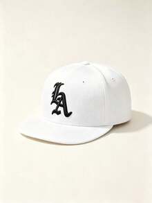 1pc Unisex Flat Brim Baseball Cap, LA Letter Gothic Embroidery, Hard Top Hip-Hop Style, Adjustable Strap, Suitable For Casual, Street, Party, Travel Daily Wear - Multicolor - View 14