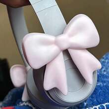 2pcs Pink Bowknot Decor Headphone Accessories Cute Printed Bowknot Fashionable Headphone Attachments Christmas Gamer Gift For Her Women Gamer Ribbon - View 12
