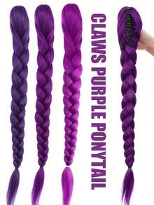 Hasbro 28 Inch Long Purple Braided Ponytail Wig, Clip-In Ponytail Hair Extension, Easy To Clip, Ponytail Styling, Suitable For Cosplay Costumes - Upgraded Version - View 3