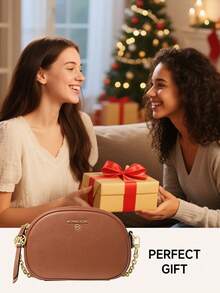 Michael Kors Jet Set Charm Women's Convertible Crossbody Bag, Vintage Oval Camera Bag, Adjustable Shoulder Strap Daily Shopping Shoulder Bag - Brown - View 11