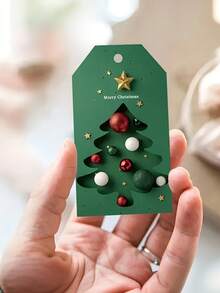 49pcs Christmas Pine Tree & Gold Star Gift Tags - Holiday Hanging Tags, Suitable For Packaging And Gift Box Decoration, Rustic Style Gift Wrapping | Artistic Gift Tags - Christmas Tree - View 6