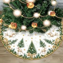 1 buah Alas Pohon Natal Bulat Berbagai Ukuran 60CM 90CM 120CM 150CM 180CM Motif Kepingan Salju, Rusa, Puncak Pohon, Bintang, Cocok untuk Acara Keluarga, Dekorasi Natal di Halaman Luar Ruangan (Bukan Pohon Natal, Hanya Alas Pohon) - A - View 4
