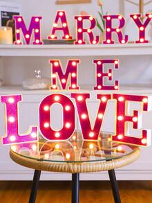 1pc 16cm Purple LED Letter Light, Alphanumeric Night Light, Battery Powered LED Light, Light‑Up Number Sign For Anniversary, Birthday Party Decoration, Wedding Background Decoration, Christmas And Halloween Party Home Bedroom Night Light. - Purple - View 7