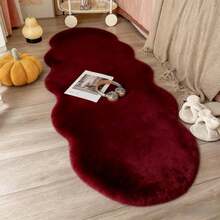1pc Burgundy Plush Rug, Soft Faux Rabbit Fur Asymmetrical Carpet, 1-5cm Trimming Tolerance, Suitable For Christmas, Thanksgiving And New Year Decoration, Soft And Skin-Friendly, Home Decor Rug For Living Room, Bedroom, Bathroom Or Kitchen, Multiple Colors Available, Bedroom Carpet, Decorative Rug, Small Rug, Carpet, Home Decor, Living Room Rug - Burgundy - View 15