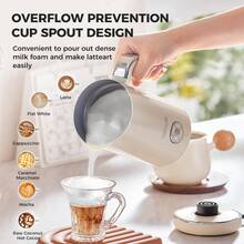 CAFELFFE 4-In-1 Electric Milk Frother, Automatic Steam Milk Frother, Precise Temperature Control, Easy To Use, 304 Stainless Steel, Suitable For Hot And Cold Chocolate, Latte, Cappuccino, And Other Drinks, White, 500W - EU F Type Plug(220-240V) - View 3