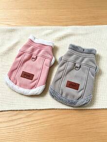 1pc Pet Plush Jacket Autumn Winter Warm Dogs Coat Retro Corduroy Outdoor Windproof Clothes Fot Dog Suitable For Small Medium Dogs - Multicolor - View 4