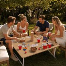 Heavy Duty Folding Game & Activity Table, Portable Indoor Outdoor Table, No Assembly, Large Top For Puzzles Board Games, Reinforced Frame For Game Room BBQ Holiday Party Picnic Dining Adult Game Night - Khaki - Multi-functional Folding Table - View 9