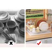 Escurridor de platos multifuncional para cocina, escurridor vertical con bandeja, escurridor de platos de doble capa con porta cubiertos, escurridor de platos desmontable con bandeja de goteo, - Doble capa multicolor - Ver 7