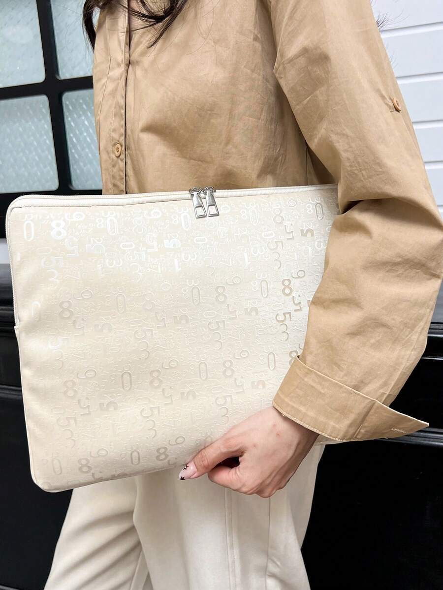 1pc Heart Style Laptop Sleeve Bag, Compatible With 10/11 Inch , 13/14 Inch And 15/15.6 Inch Laptop - White - View 1