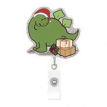 1PC Christmas Dinosaur Acrylic Retractable Badge Holder Clip Cute Holiday Decoration - Multicolor - View 10