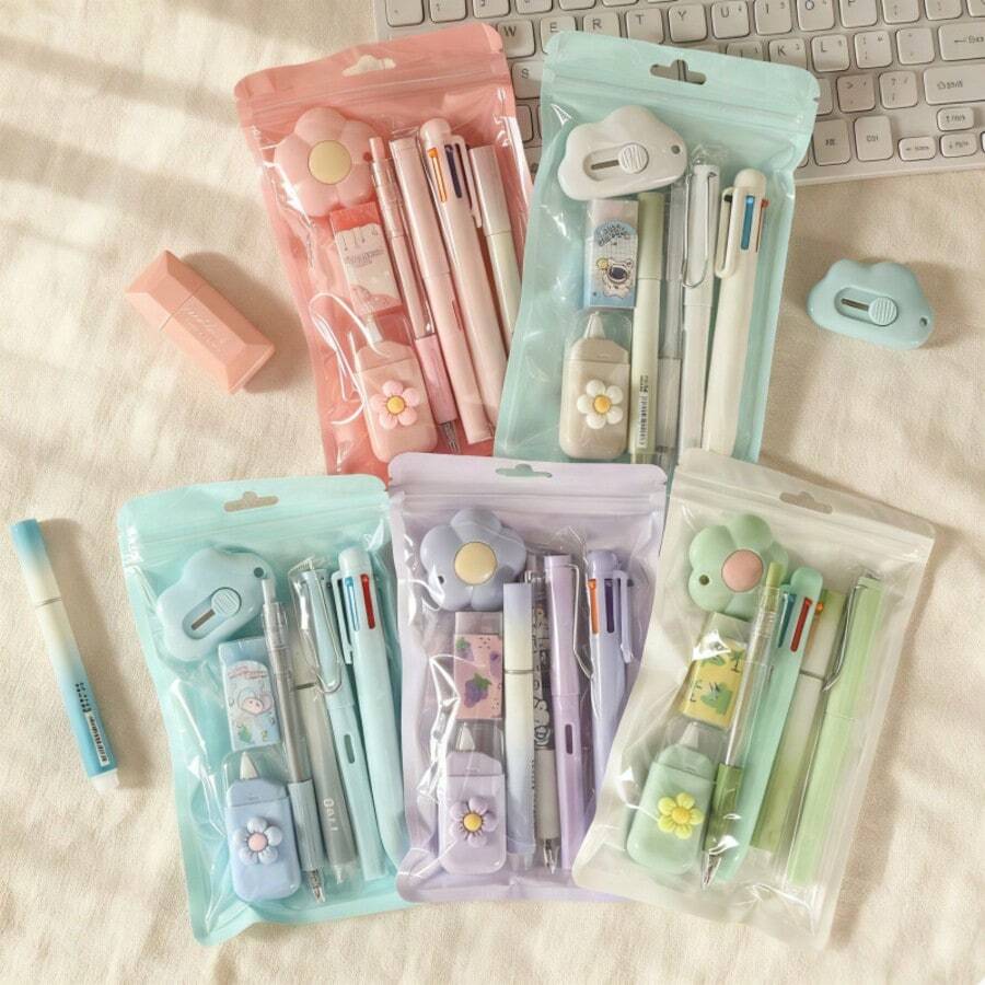 7pcs Stationery Set Gift Box, High-Value Student Graduation Season Happy Gift, Learning Stationery Souvenir, Student Ins Style Back To School Essential Stationery Gift Box, Multi-Color Options, Student Office Use, Teen Girl Gift, Back To School/Back To School Season/Halloween/Christmas Essential - Multiple Styles - View 1