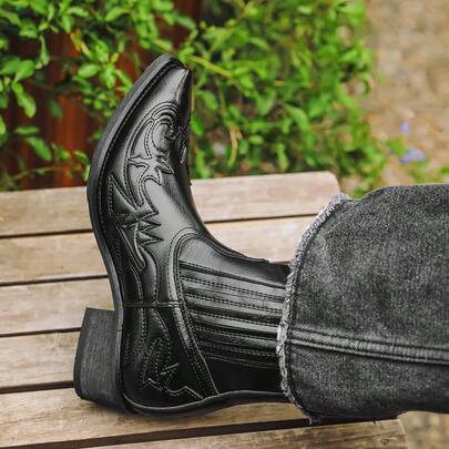 American Retro Work Boots Men's Boots Thick Sole Height-Increasing British Style Chelsea Ankle Boots