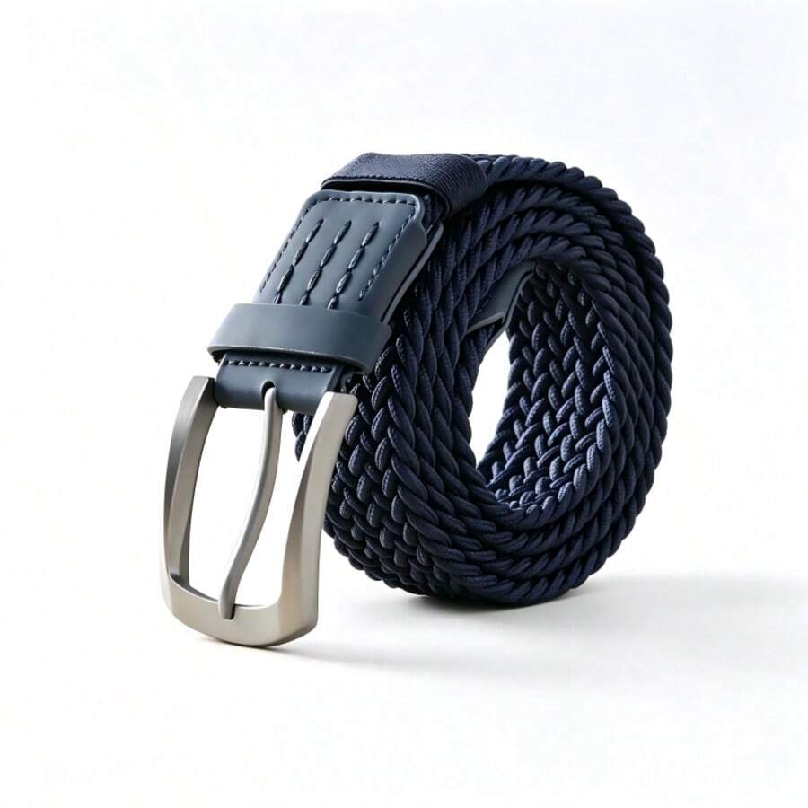 1pc Solid Color Casual Polyester Fiber Belt, All Season - Royal Blue - View 1