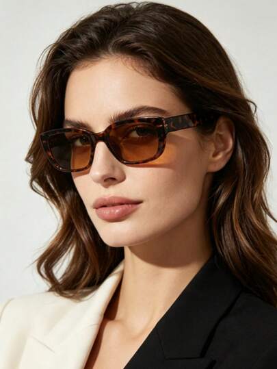 1 Pair Women's Narrow Square Plastic Fashion Glasses, Minimalist Casual Style, Suitable For Daily Commute, Beach Accessory, Women's Eyewear, Basic Style, Autumn/Winter Women's Clothing, Business Casual, Summer Beach Vacation, Outdoor And Travel Gift