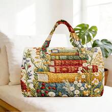 1pc Quilted Book-Shaped Cylinder Bag With Wildflower Meadow Print, Botanical Floral Pattern, Artistic Pastoral Style, Suitable For Women, Random Print Gift For Halloween, Thanksgiving, Christmas - Multicolor - View 5