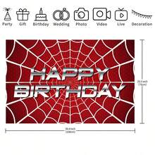 1pc Spiderweb Birthday Backdrop; Suitable For Spider-Themed Decorations, Birthday Banners, Baby Shower Setups, Cake Table Backdrops, Or Photo Backdrops. - View 9