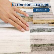 Modern Home Decor Patchwork Living Room Area Rug Stain Resistant Non Slip Hallway Runner Rug Printed Thin Low Pile Mat Throw Rug Washable Bordered Carpet Easy To Clean Soft Non Shedding Floorcover For Dinning Room Kitchen Laundry Bathroom Bedroom - 卡其色 - 查看 7