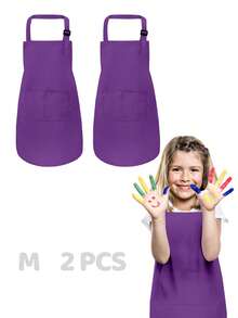 2pcs Adjustable Children's Art Aprons, Durable Cooking Aprons, Suitable For Boys And Girls, With Pockets, For Kitchen, Laboratory Activities, Painting And Baking Crafts - Multicolor - View 10