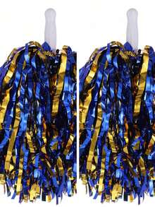 Aluminum Foil Long Ribbon Cheerleading Pom Poms, PE Material Waterproof 20g Ribbon Handle Stick, Reusable Handle Pom Poms, Suitable For Cheerleading Support Pom Poms, Dance Team Performance Props, Outdoor Square Dance Pom Poms And Fan Cheering Props Set - Multicolor - View 6