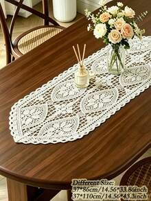 ABEST6522 Home&Living store 1 pieza Camino de mesa con abertura con bordado - Beis - Ver 16